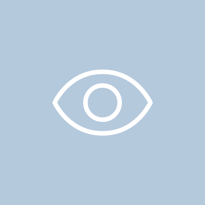 Pictogramme avec un œil blanc sur un fond bleu ciel